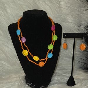 Vibrant Multicolor Beaded Necklace and Earring Set